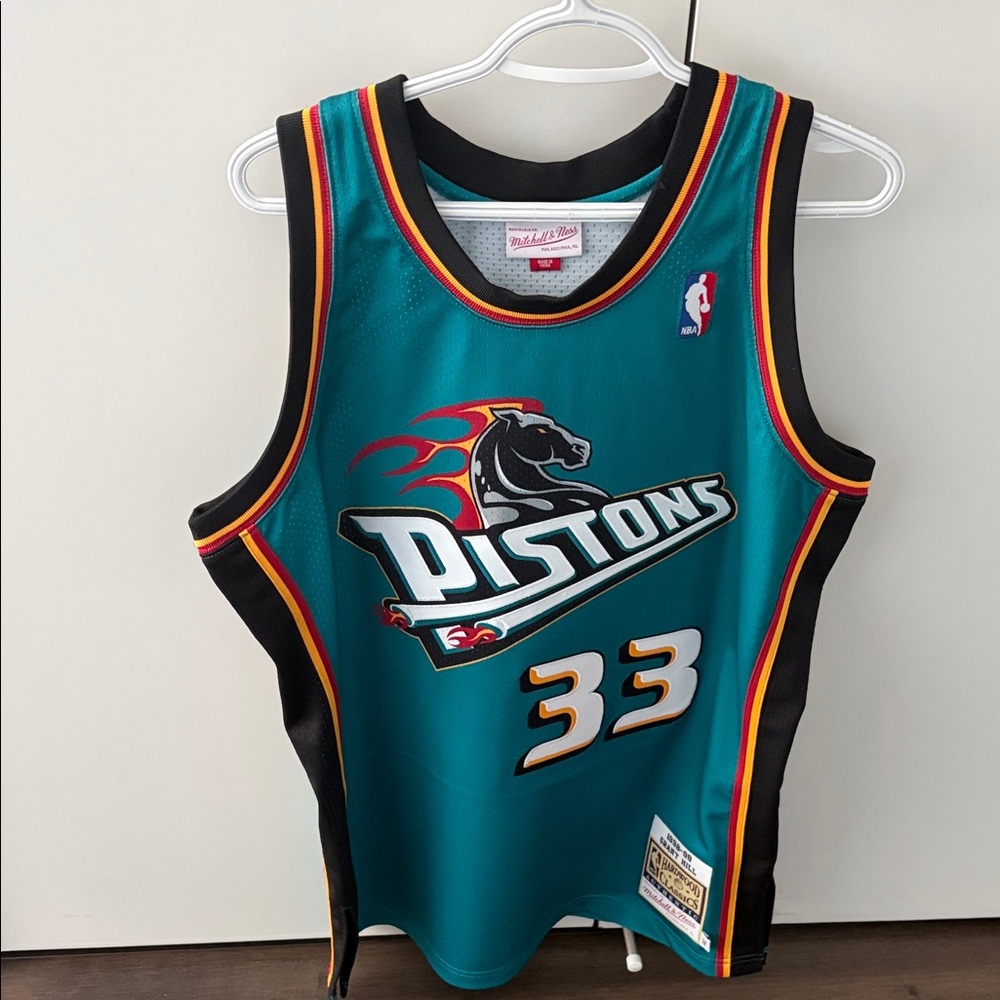 Grant Hill Detroit Pistons 1998-99 Teal Swingman Player Jersey 44（L）